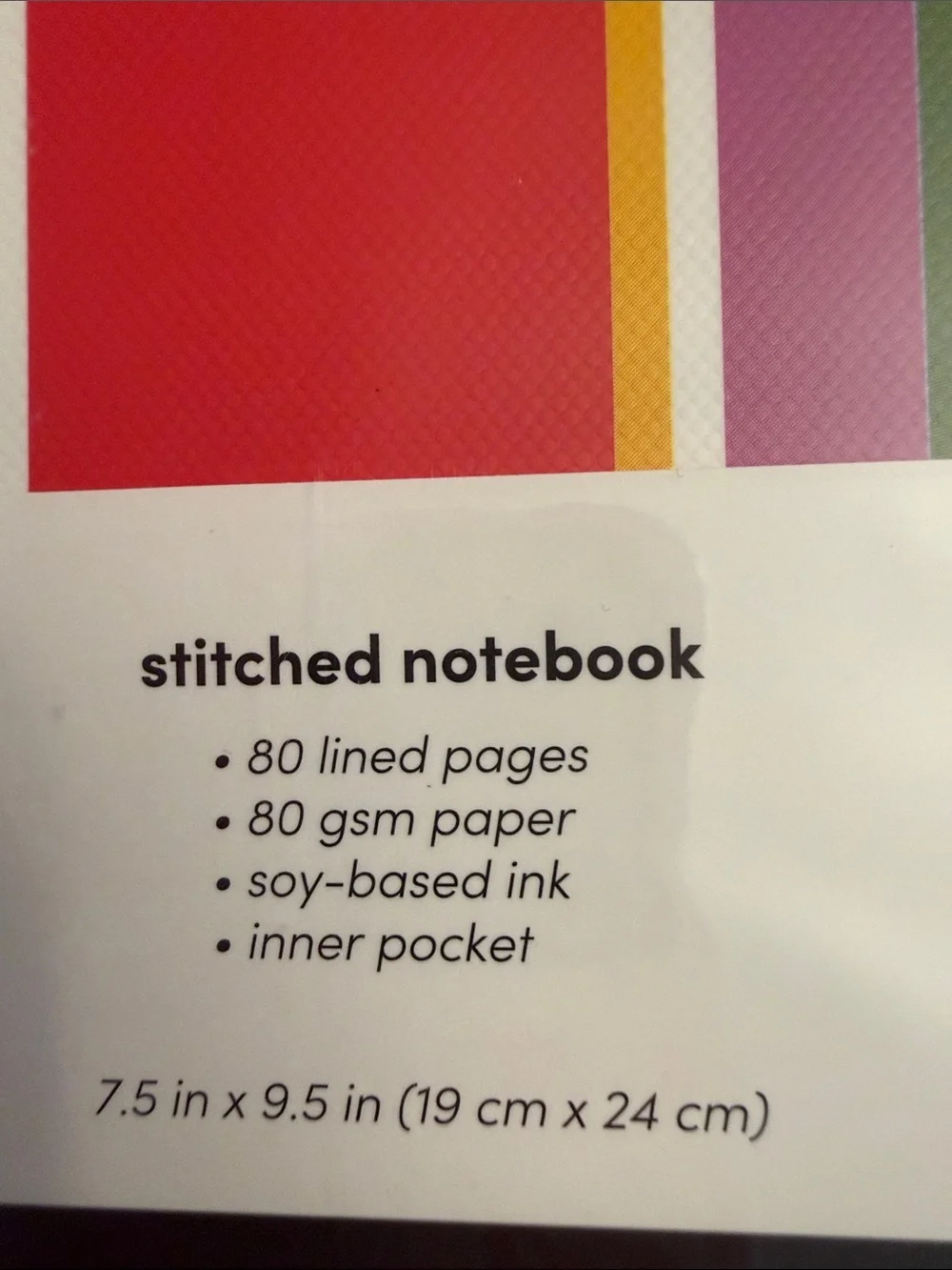 Paperage Bright Multicolor Striped Stitched Notebook - Pink/Purple/Blue Accents